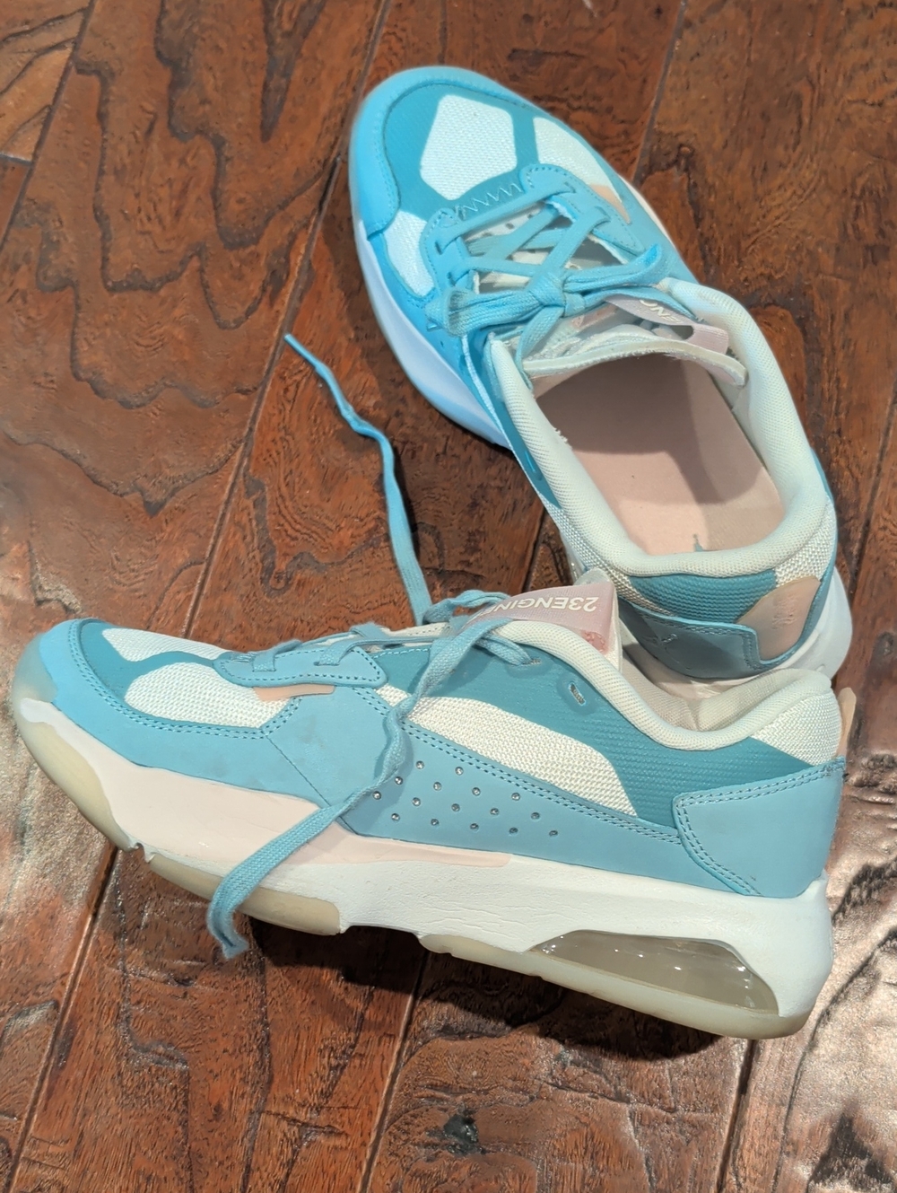 Jordan Women's Low-Top Athletic Sneakers in Light Blue, White, and Pale Pink - Picture 3 of 9